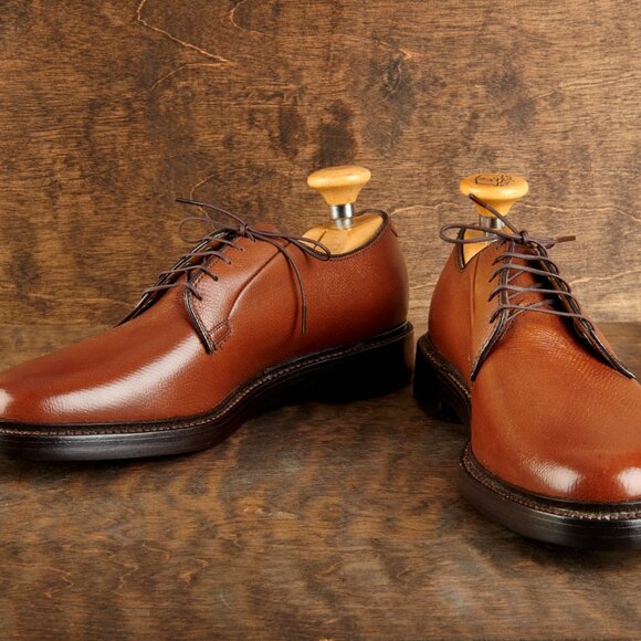 Florsheim 93603 NOS 5 Nail V-Cleat Brown PTB Men's Dress Shoes w/ Trees and Bags - Picture 11 of 16